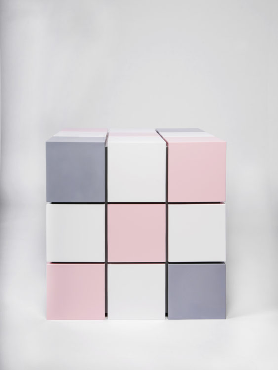 Premium AI Image | A wallpaper of cubes with a blue and pink background.